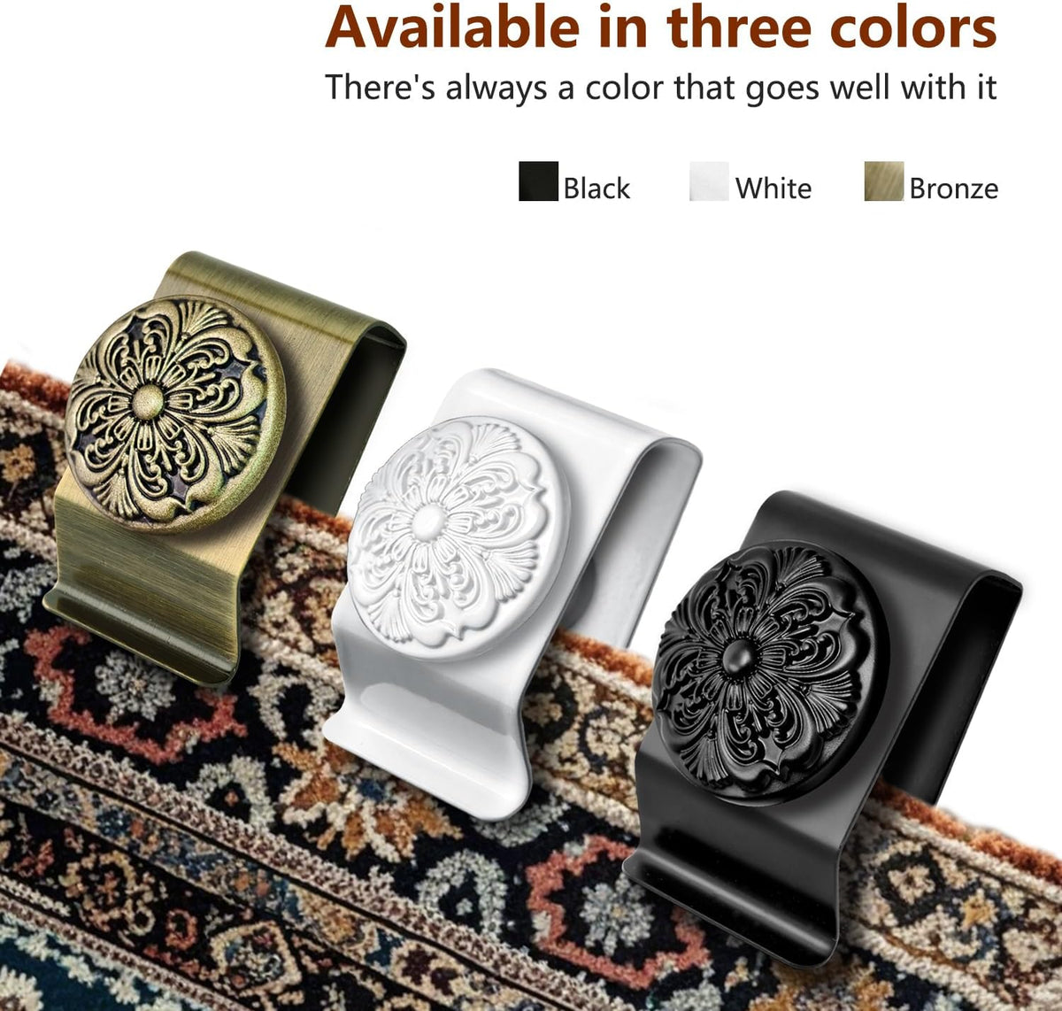 Tapestry Wall Hanging Clamps 4 Pack 1.2x2.0 Textile Art Decoration Hangers Metal Clips for Hanging Rugs Carpet Display (Bronze)
