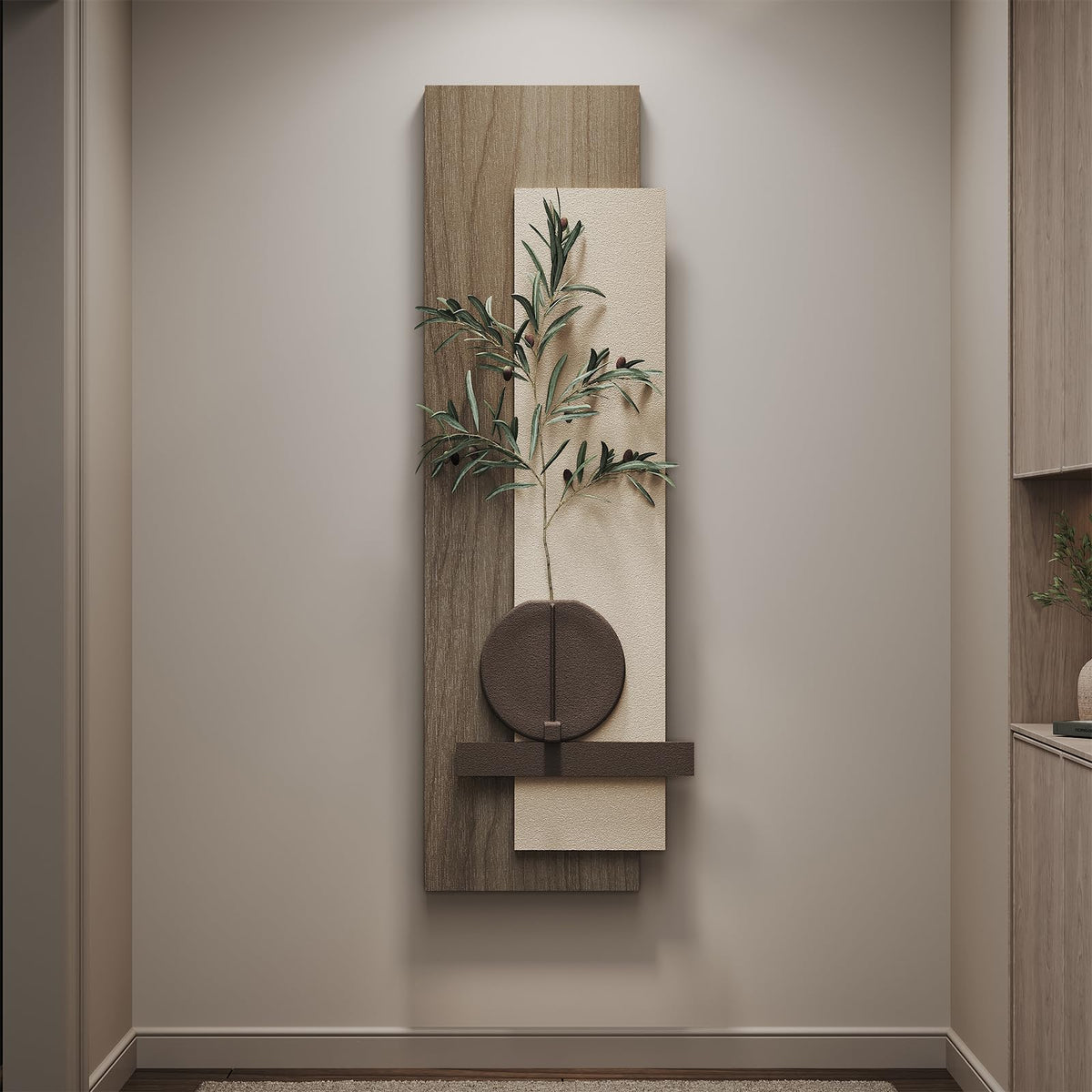 Large Wood Abstract Wall Art for Living Room, Modern 3D Artwork for Walls