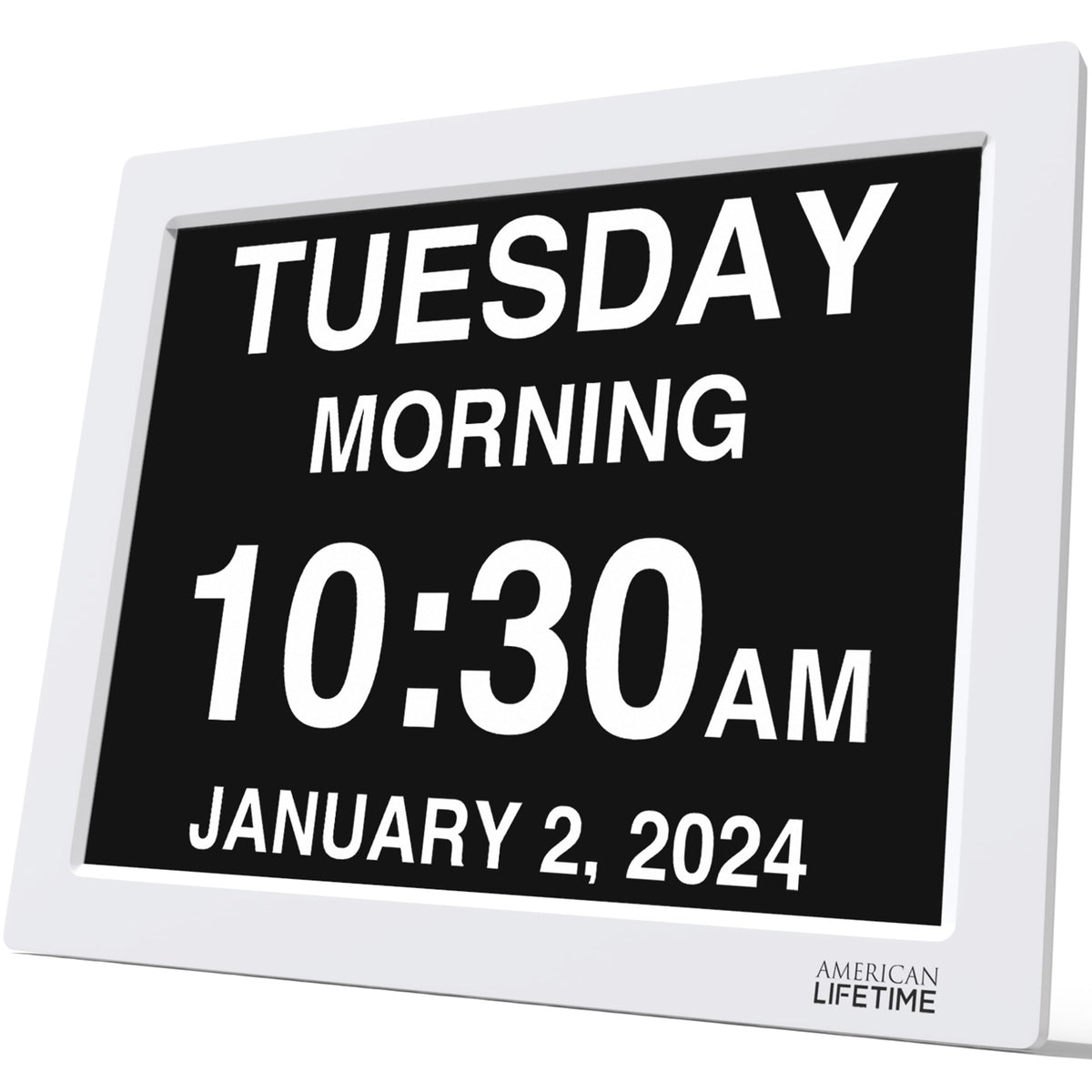 American Lifetime New 2026 Dementia Clock Large for Seniors, Digital Clock Large Display with Custom Alarms, Clock with Day & Date for Elderly, Number Digital Clock 12 Inches White