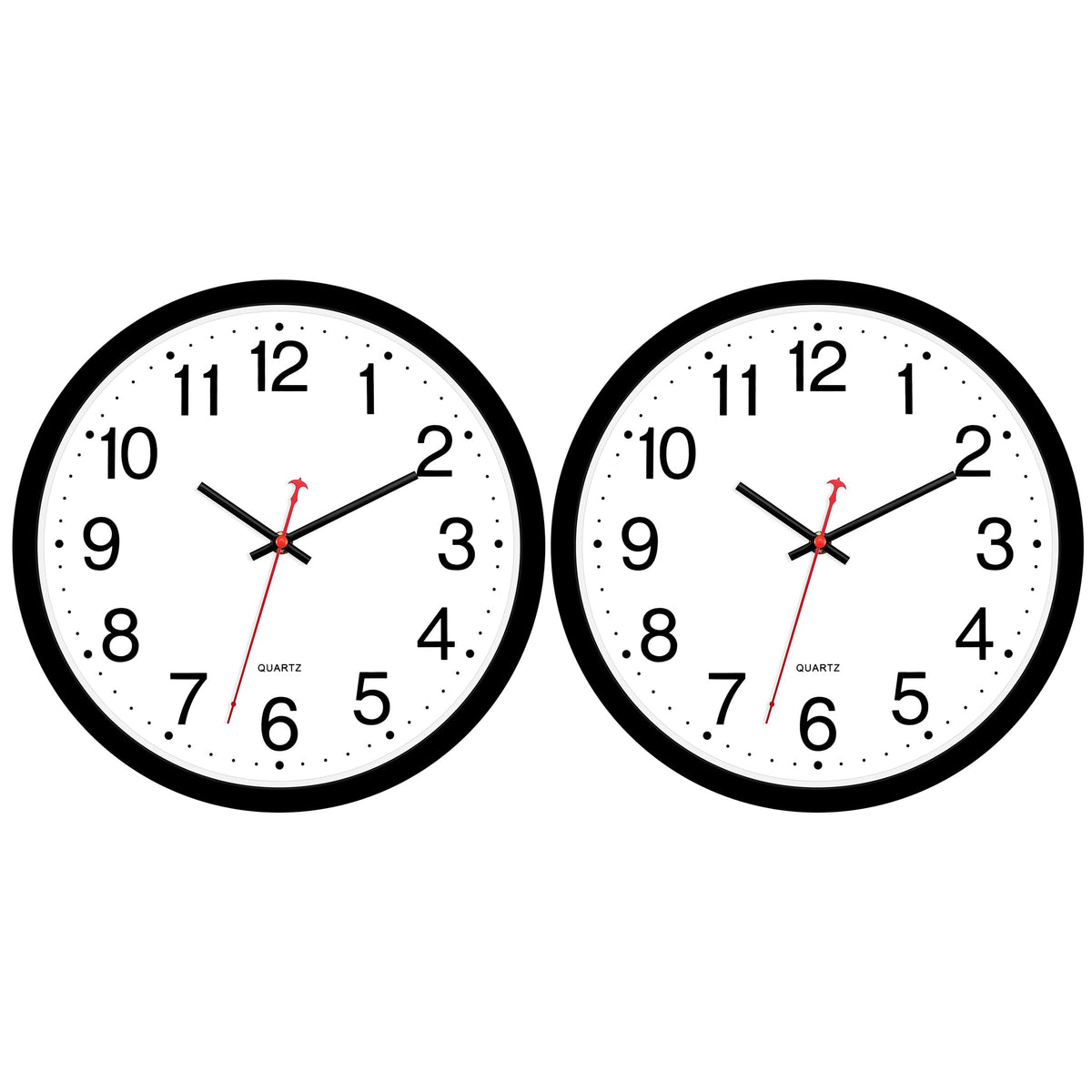 Foxtop 12 Inch Wall Clock Silent Battery Operated Analog Clock, Black