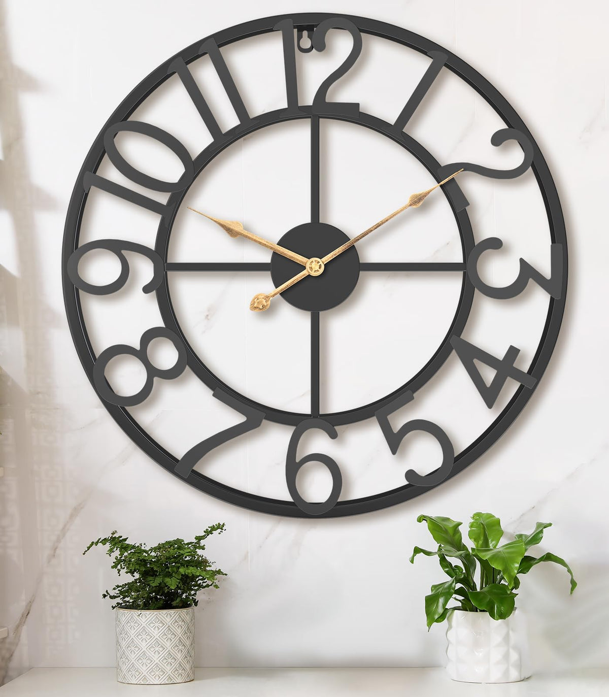 Pytha Sight 24 Inch Roman Numerals Large Wall Clocks for Living Room Decor