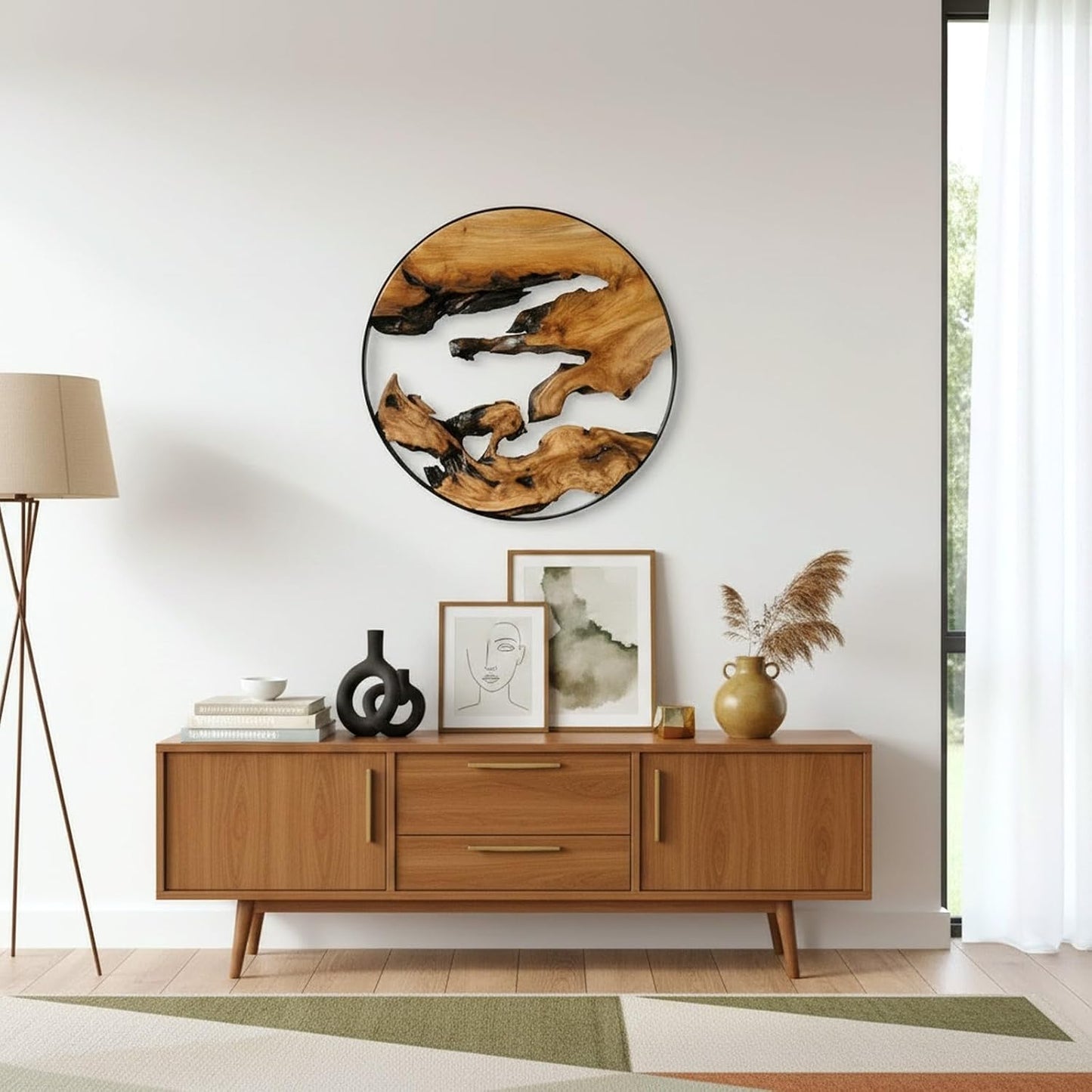 Cedar Wood Wall Decor, 16" x 16" Natural Live Edge Wall Art, Handcrafted Wooden Hanging Decoration for Living Room, Bedroom, Entryway, Bathroom & Office