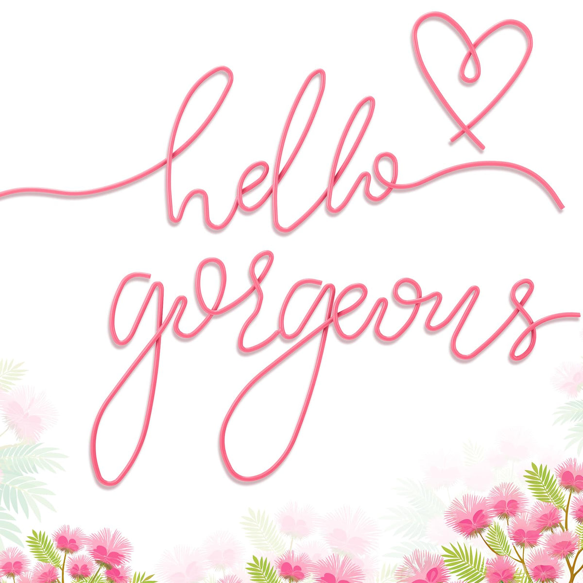 Hicarer Metal Hello Gorgeous Wall Art Minimalist Wall Decor,Gold,Classic