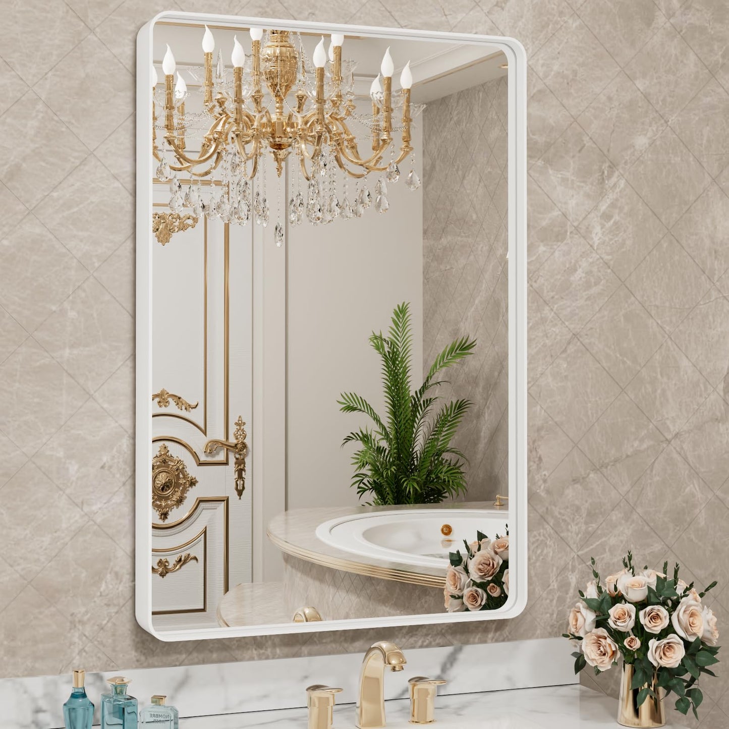 LOAAO 22X30 Inch Black Bathroom Mirror Metal Framed
