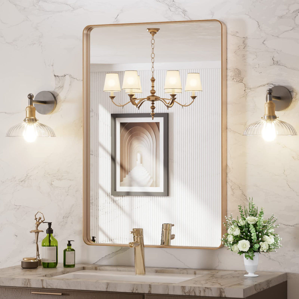 LOAAO 22X30 Inch Black Bathroom Mirror Metal Framed