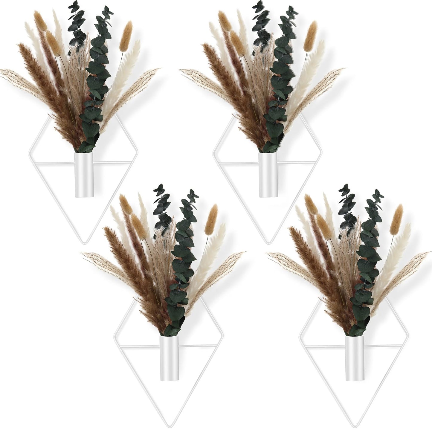 Jexine 4 Pcs Hanging Artificial Planters Wall Decor, Black, Eucalyptus