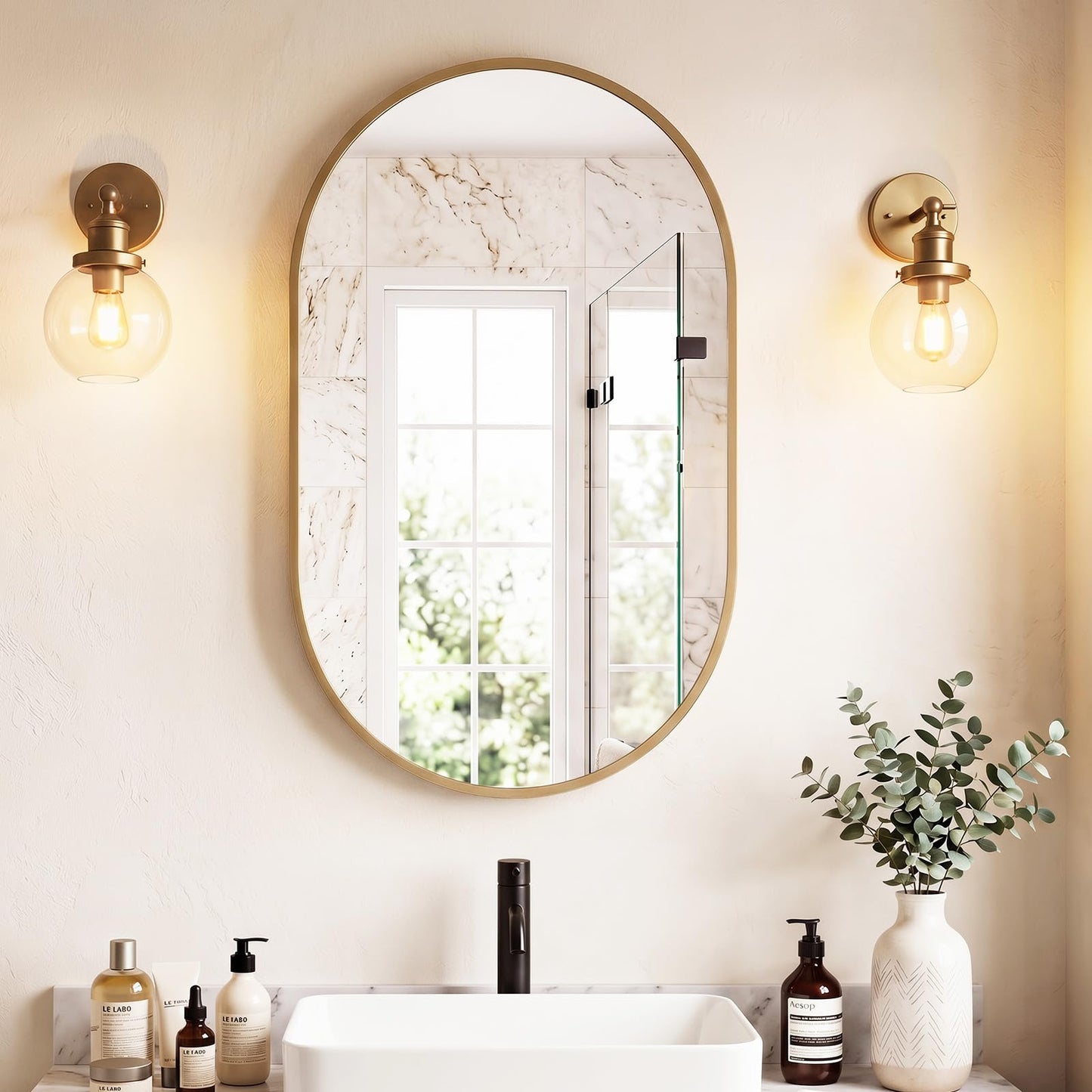 Sweetcrispy 20"x30" Arched Gold Bathroom Mirrors for Wall