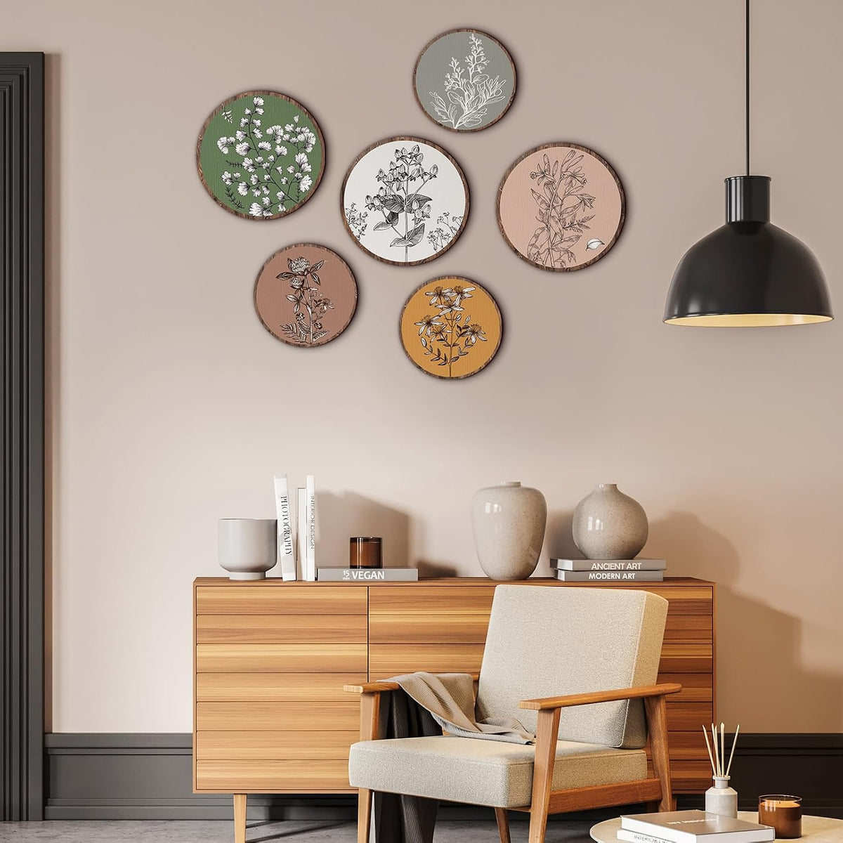 Barydat 6 Pcs Boho Wooden Plant Wall Art Decor,Retro,8 Inch, 10 Inch