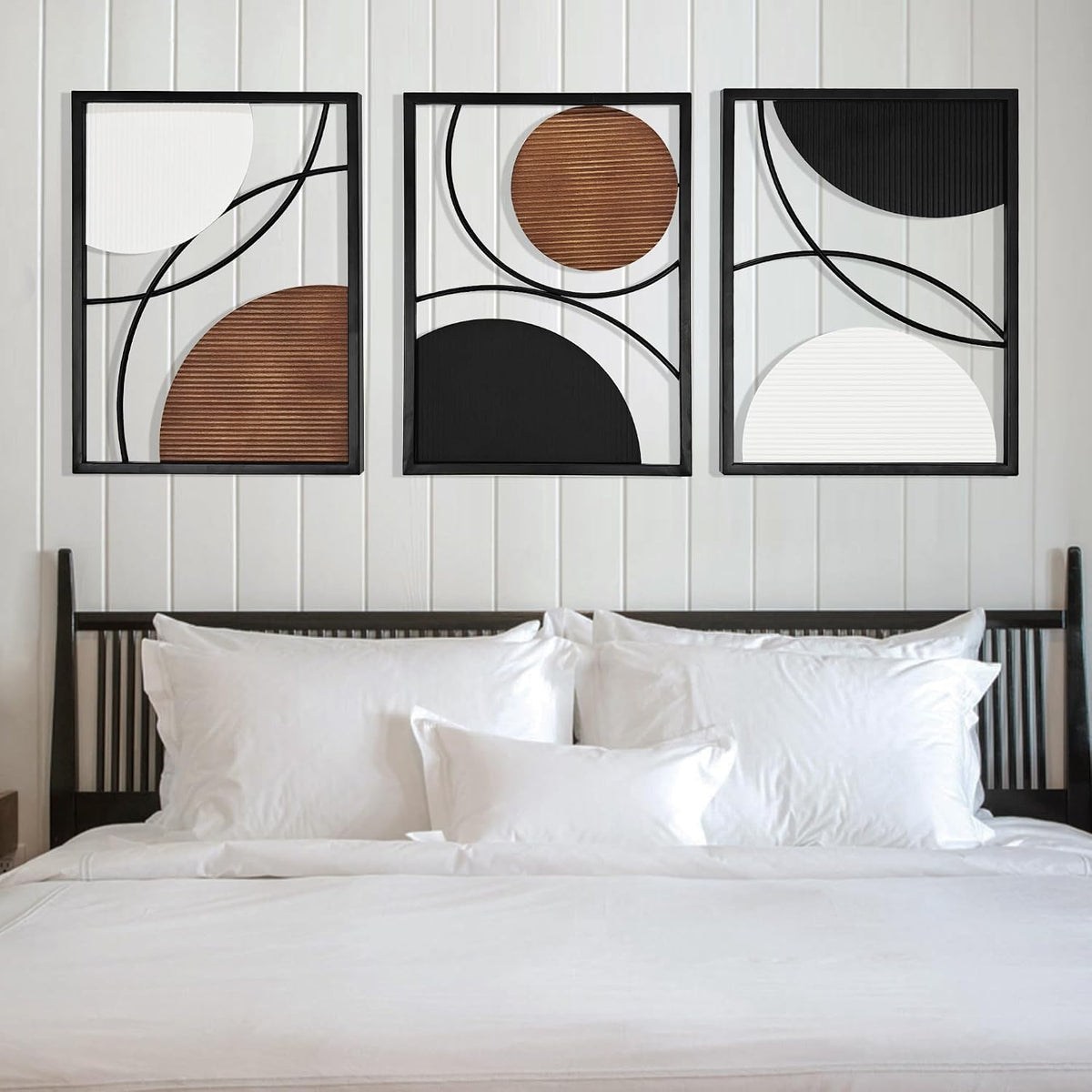Oakrain 3 Pack Metal Wall Art, Abstract Minimalist Modern Wall Decor for Living Room, Bedroom, Office, Entryway