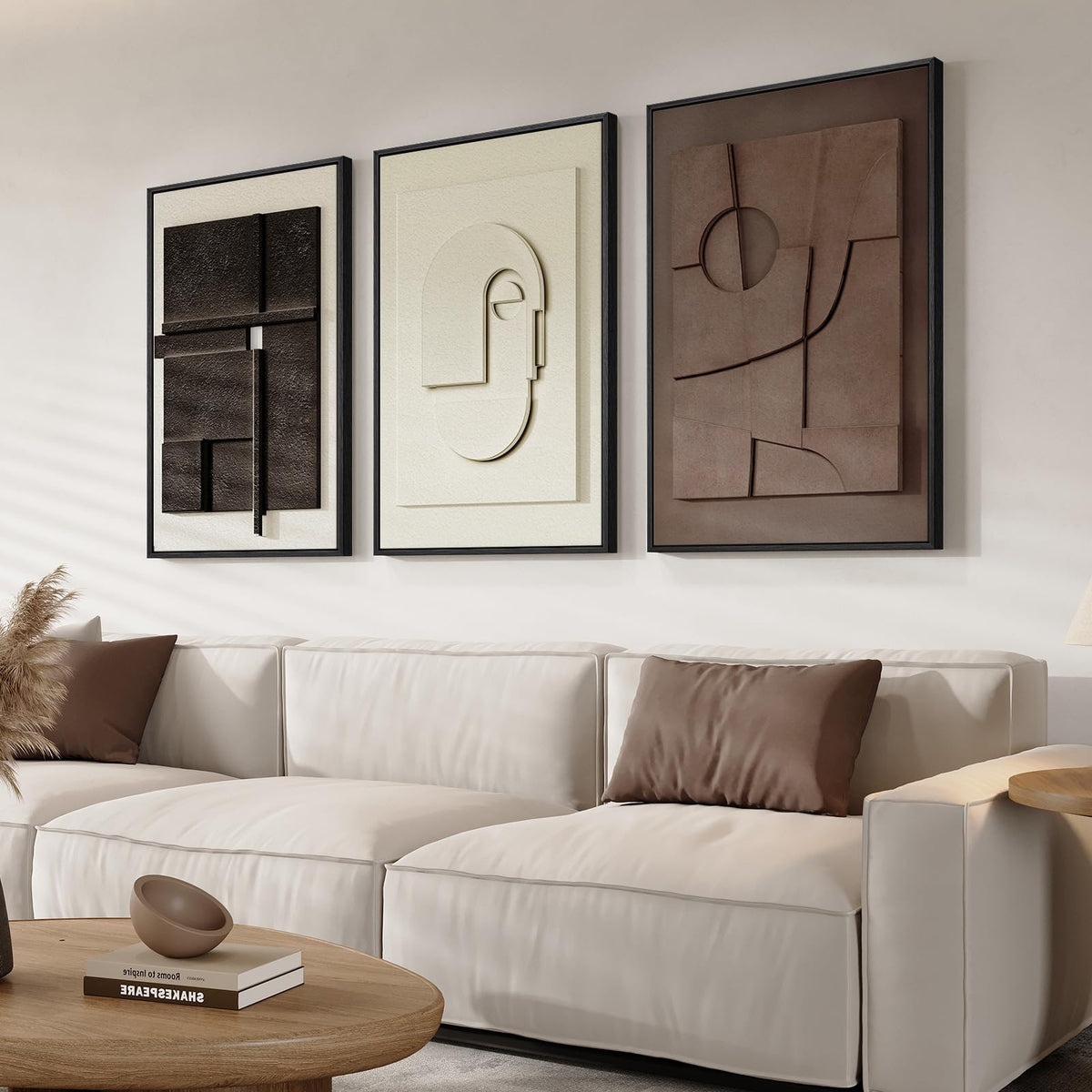 Large Wood Abstract Wall Art for Living Room, Modern 3D Artwork for Walls