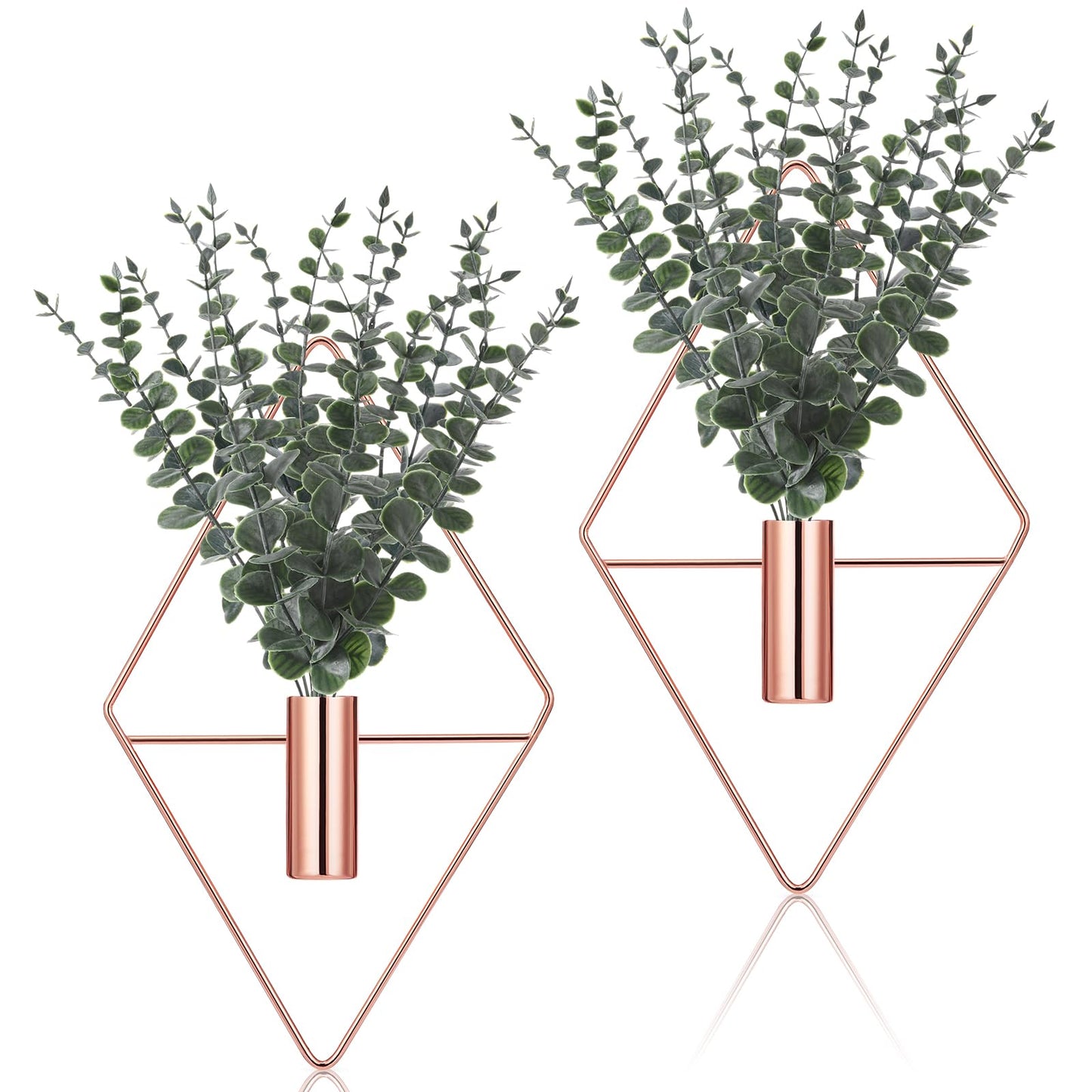 Jexine 4 Pcs Hanging Artificial Planters Wall Decor, Black, Eucalyptus
