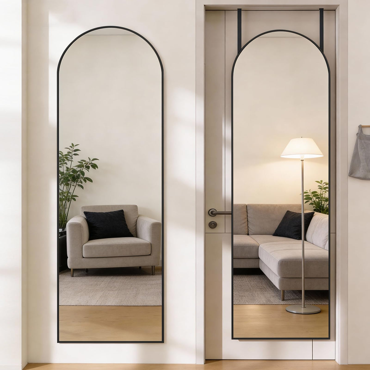 Mirror Full Length, Upgraded 16"x59" Body Wall Mirrors with Shatter-Proof Glass, Floor Standing, Hanging or Leaning, Tall Mirror with Stand Aluminum Alloy Frame for Bedroom Cloakroom