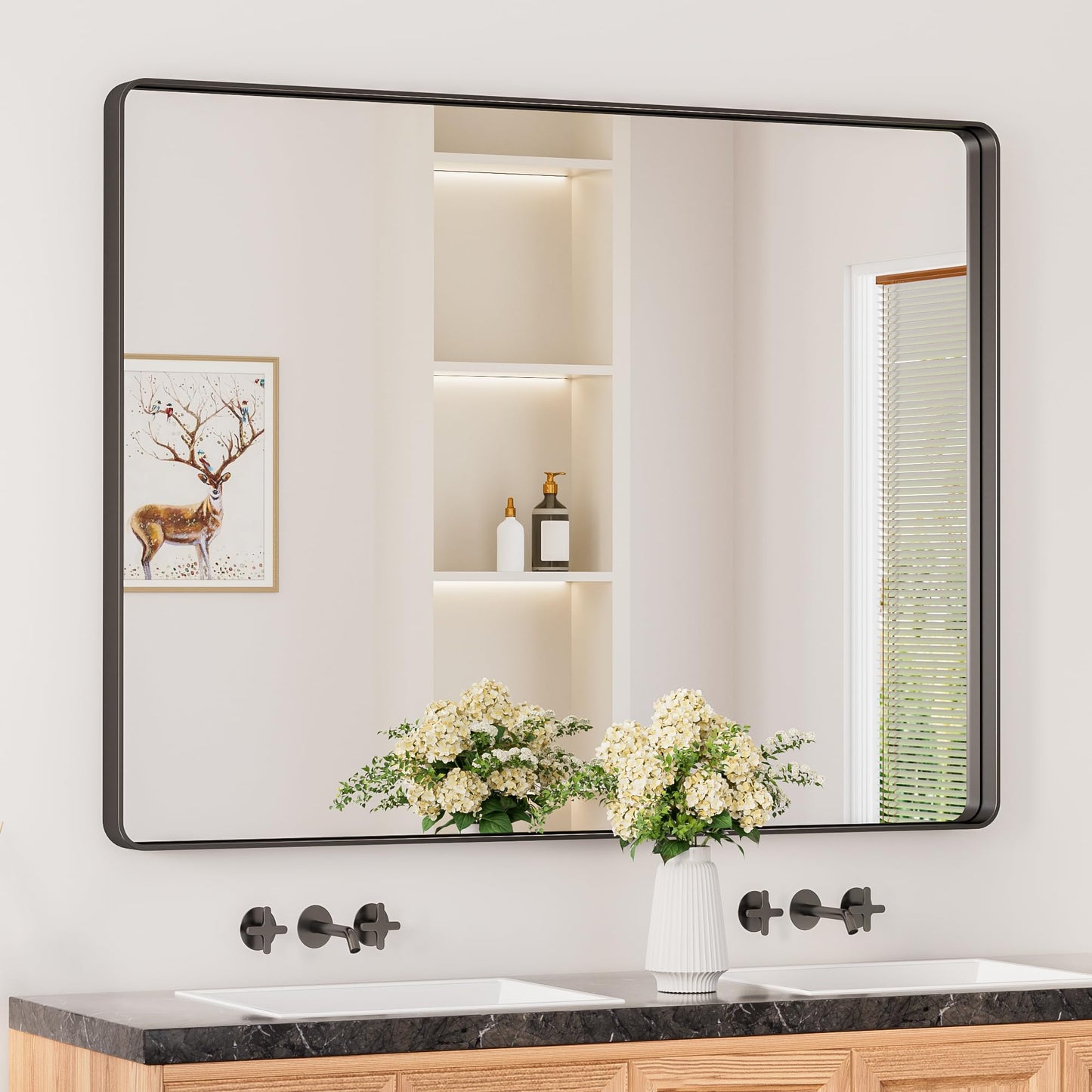Keonjinn 20 x 30 Inch Brushed Nickel Bathroom Mirrors for Over Sink