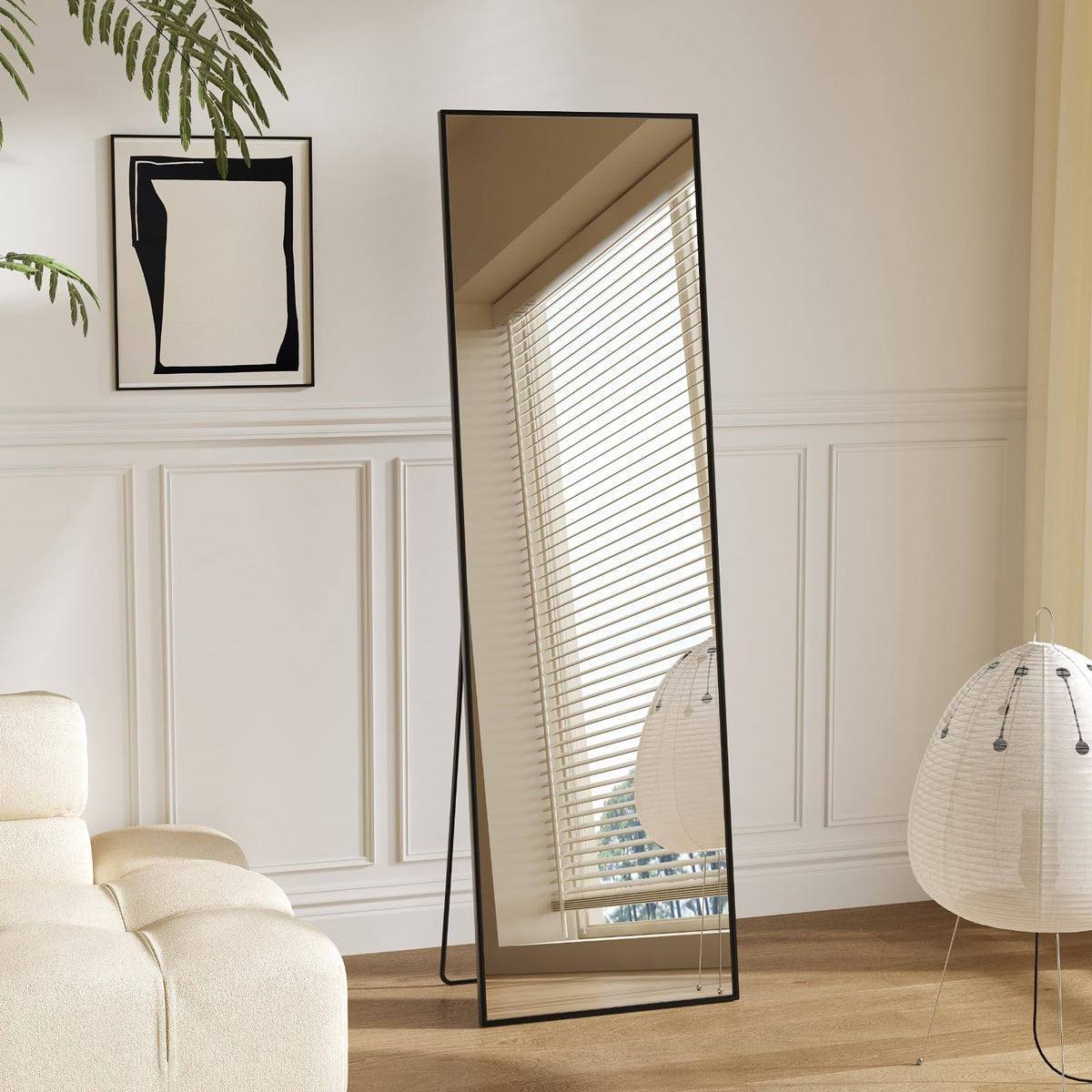 Mirror Full Length, Upgraded 16"x59" Body Wall Mirrors with Shatter-Proof Glass, Floor Standing, Hanging or Leaning, Tall Mirror with Stand Aluminum Alloy Frame for Bedroom Cloakroom