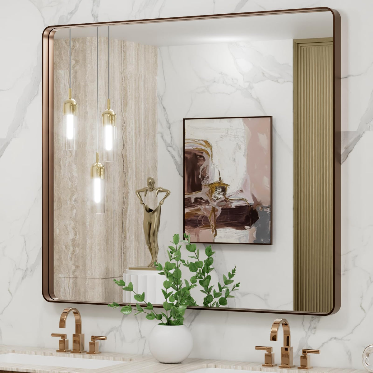 LOAAO 22X30 Inch Black Bathroom Mirror Metal Framed