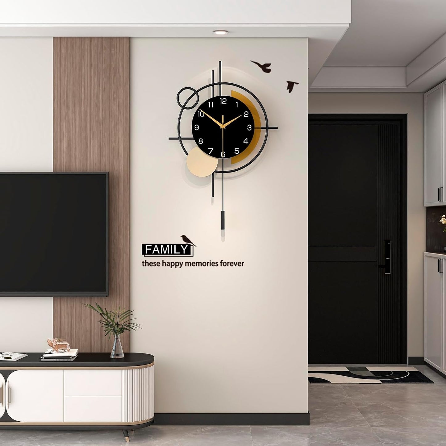 Wall Clock for Living Room Decor Modern Clock Pendulum Silent