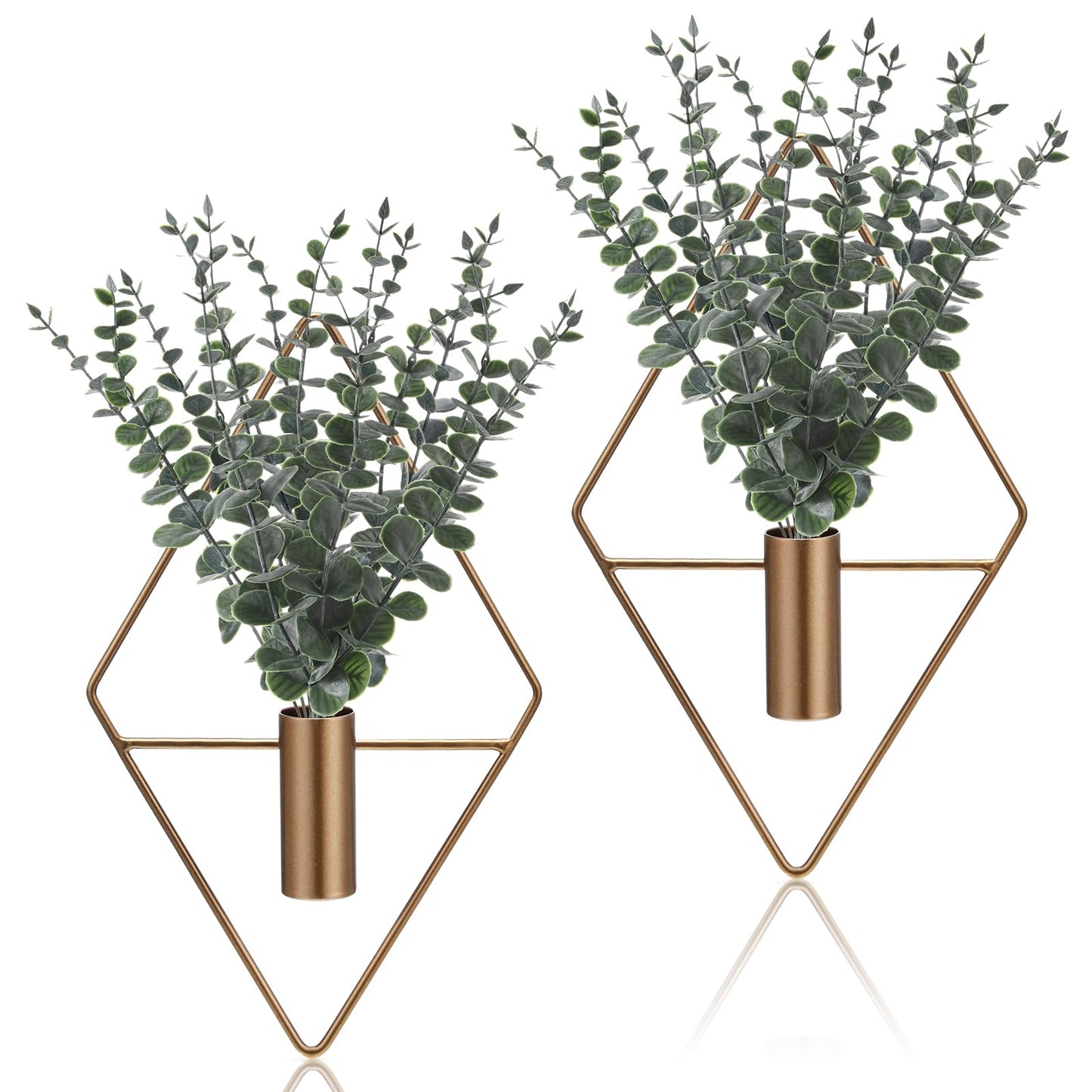 Jexine 4 Pcs Hanging Artificial Planters Wall Decor, Black, Eucalyptus