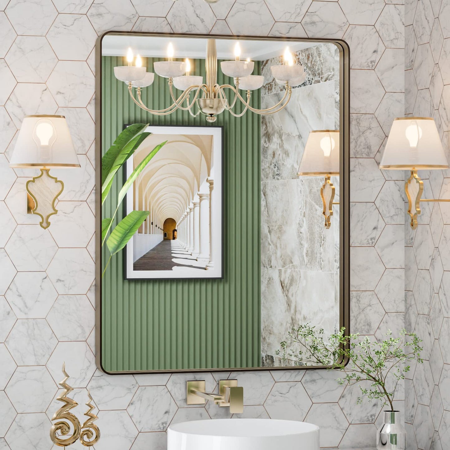 LOAAO 22X30 Inch Black Bathroom Mirror Metal Framed