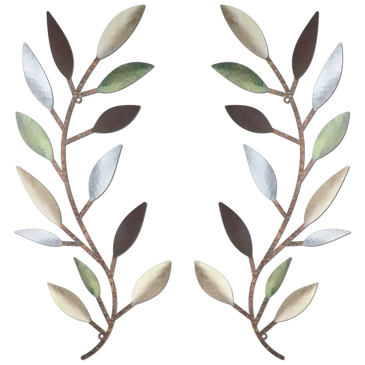 Zhengmy 2 Pcs Metal Leaf Wall Art Vine Branch Decor,Bright Colors