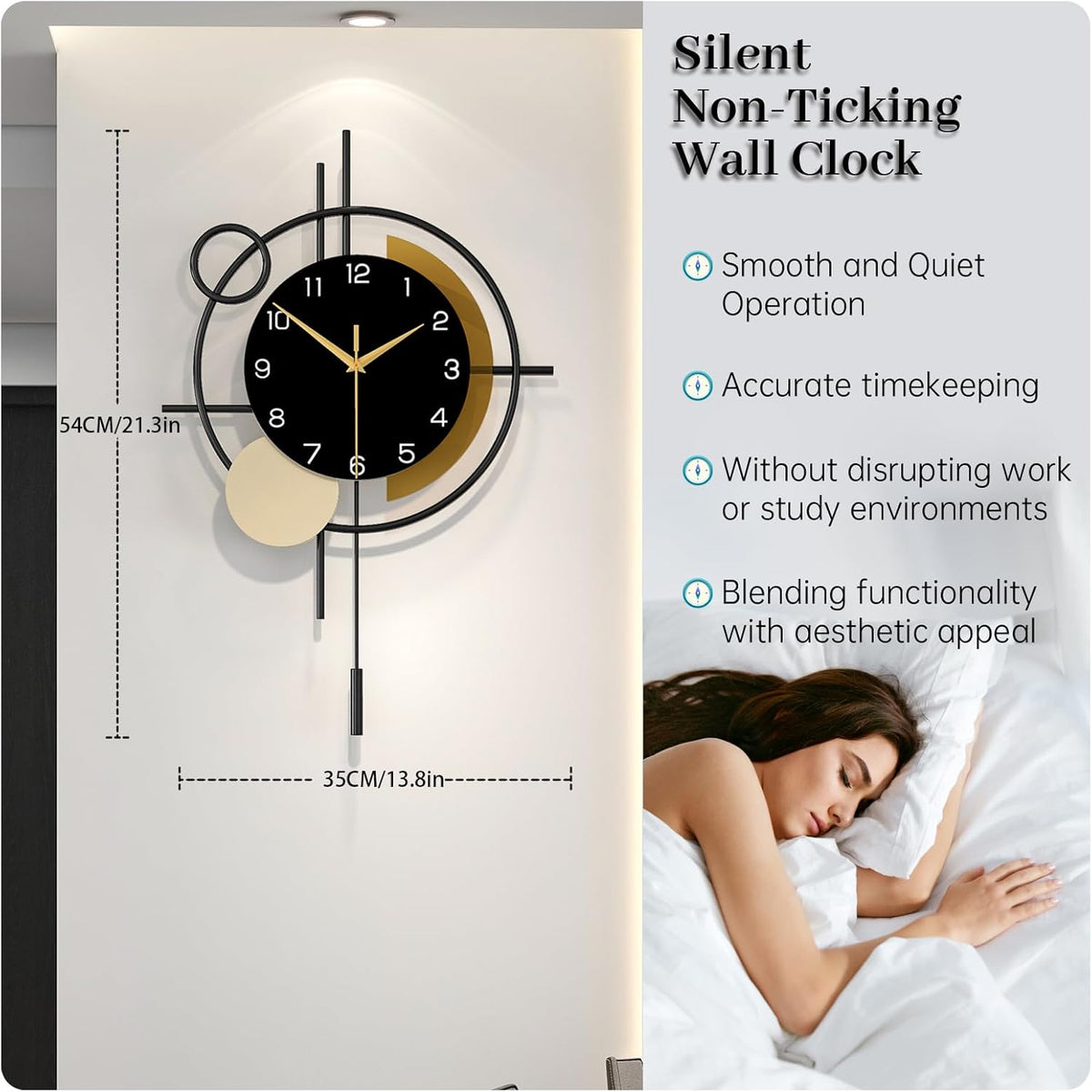 Wall Clock for Living Room Decor Modern Clock Pendulum Silent