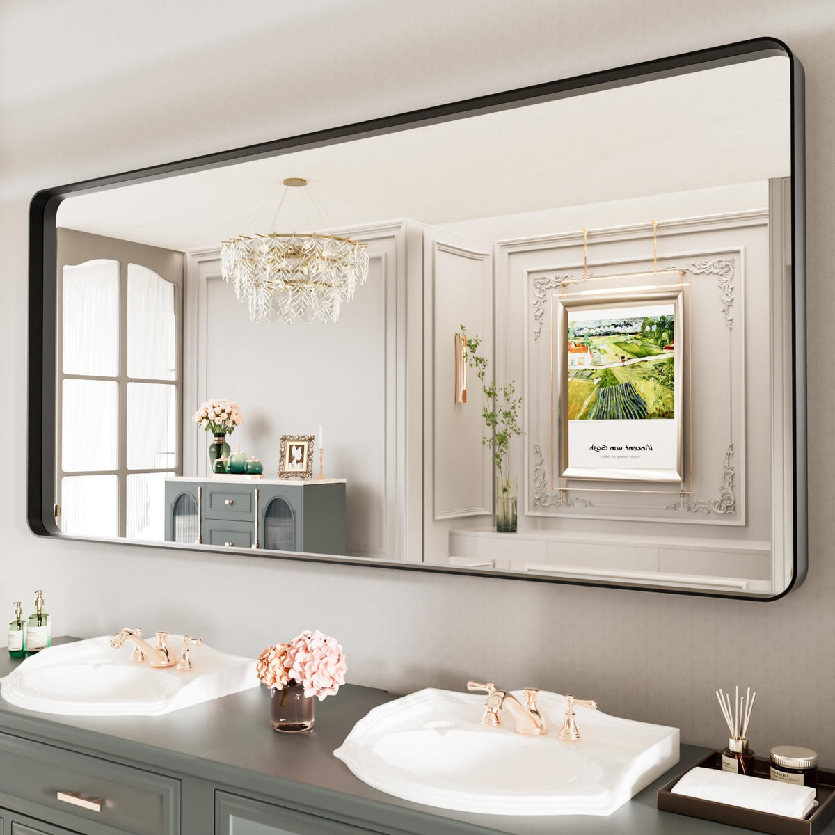 LOAAO 22X30 Inch Black Bathroom Mirror Metal Framed