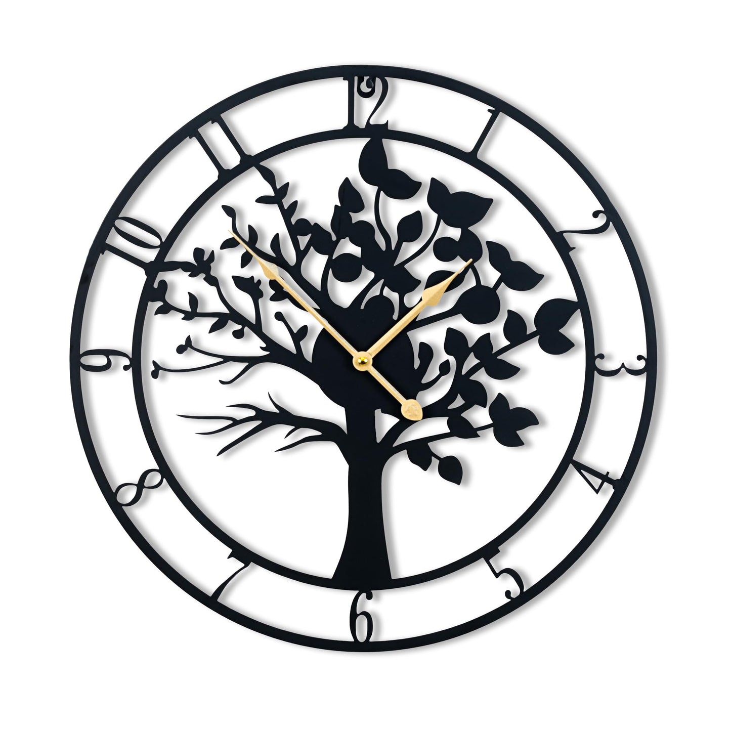16 Inch Wall Clock, Tree of Life Metal Non Ticking for Living Room