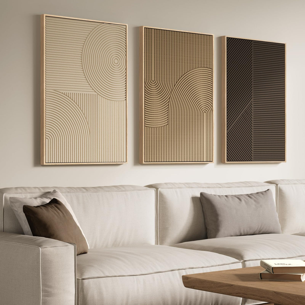 Large Wood Abstract Wall Art for Living Room, Modern 3D Artwork for Walls