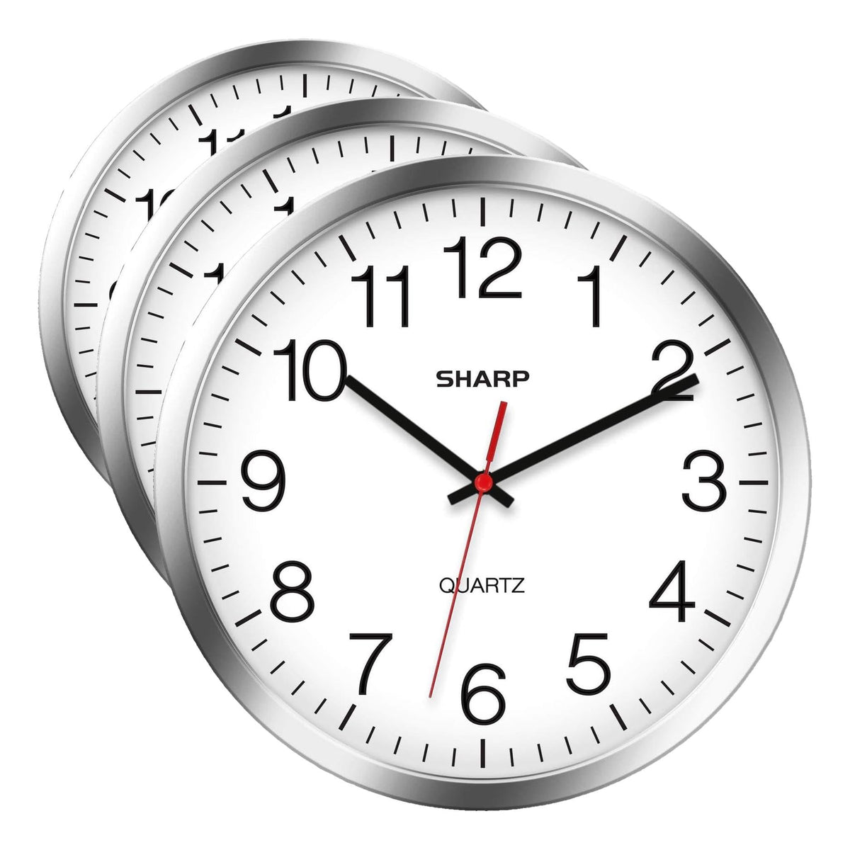 Sharp 14-Inch Battery Wall Clock, Silent Non-Ticking, Easy-Read, Black