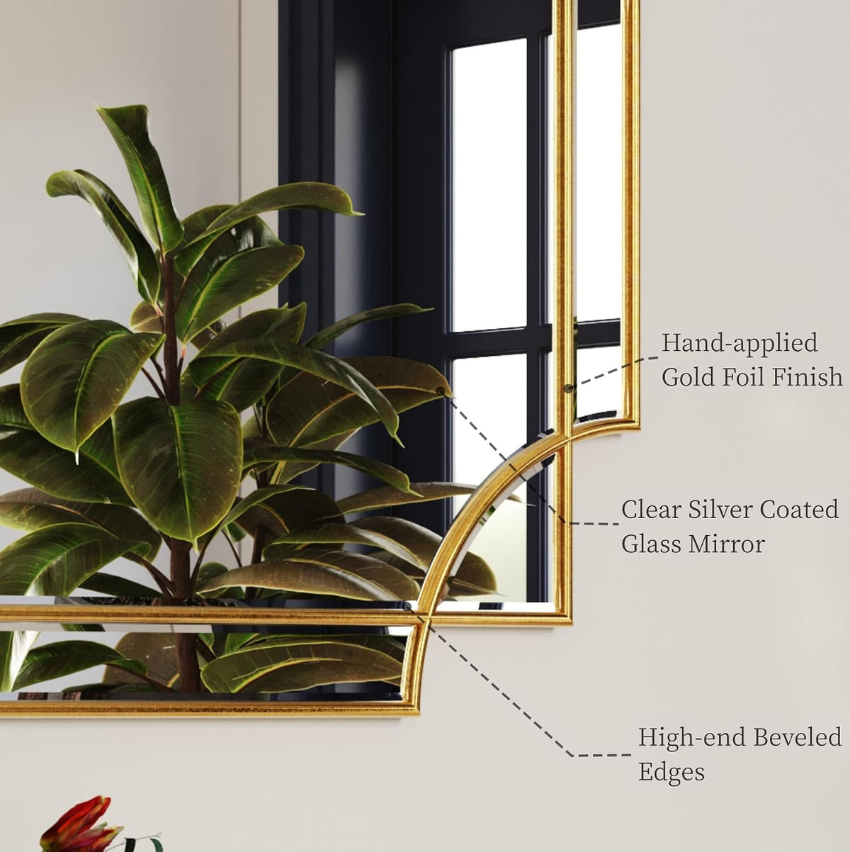 Kelly Miller 32"x48" Gold Foil Scalloped Edge Decorative Vanity Wall Mirror