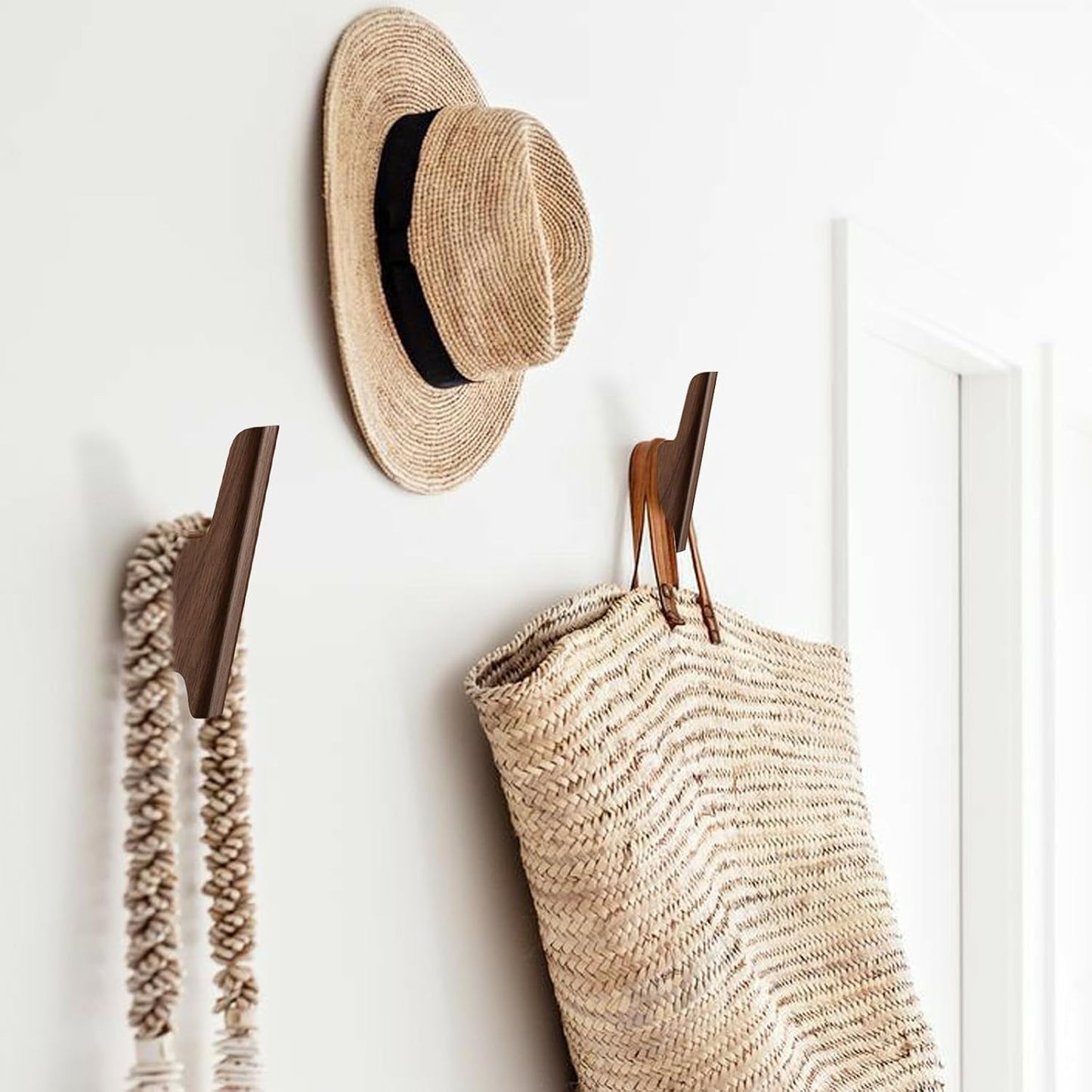 Wood Wall Hooks 4 Pack Coat Hooks Wall Mount, Towel Hooks for Bathrooms
