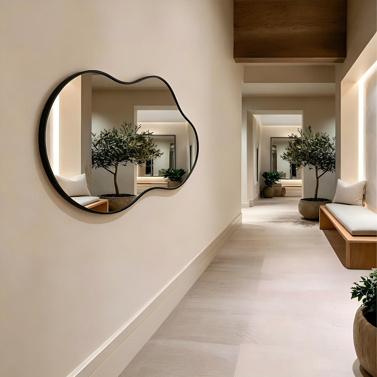 Irregular Wall Mirror 24×40 Inch Wall Mirrors Decorative Gold Modern Asymmetrical Abstract Mirror for Bathroom Bedroom Living Room Entryway Hallway