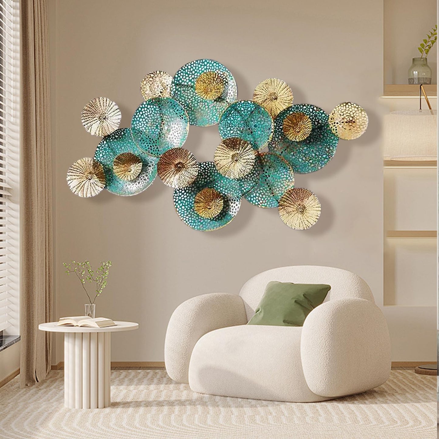 edaknez Large Metal Wall Art, 50"x26" Metal Lotus Leaf Flower Wall Decor