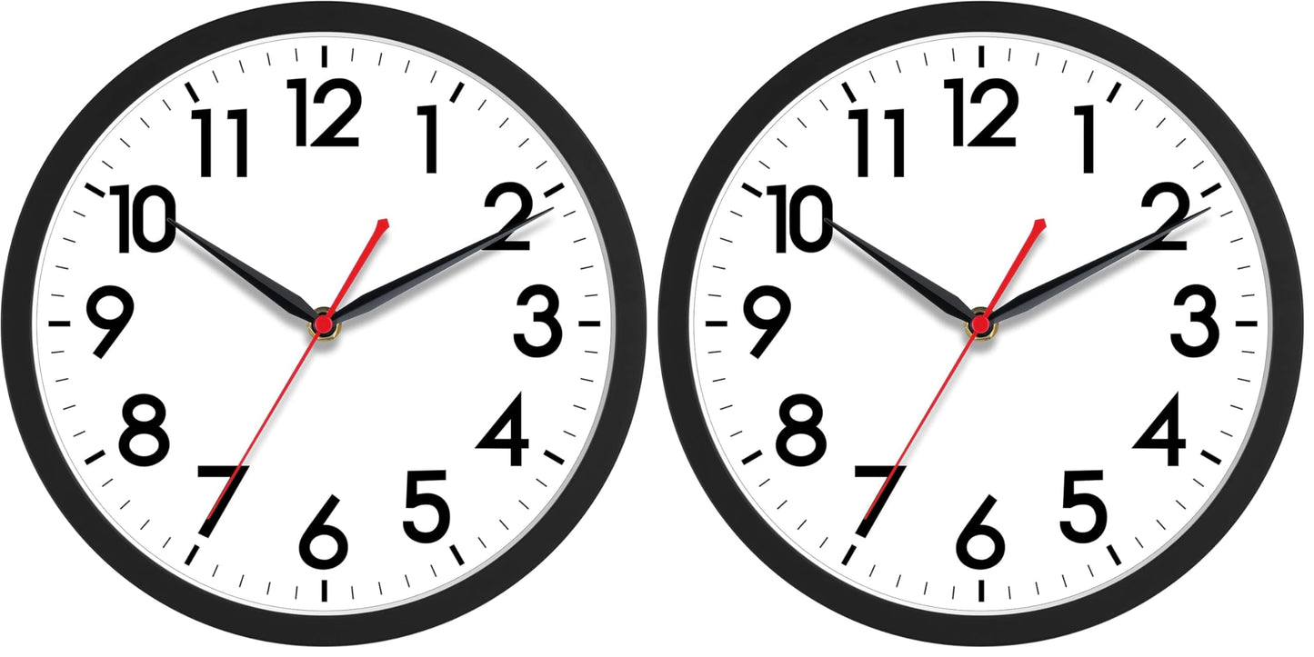 AKCISOT 12 Inch Wall Clock, Silent Battery Operated Analog Clock, Black