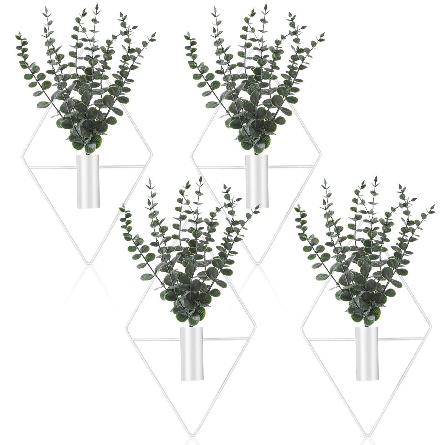 Jexine 4 Pcs Hanging Artificial Planters Wall Decor, Black, Eucalyptus