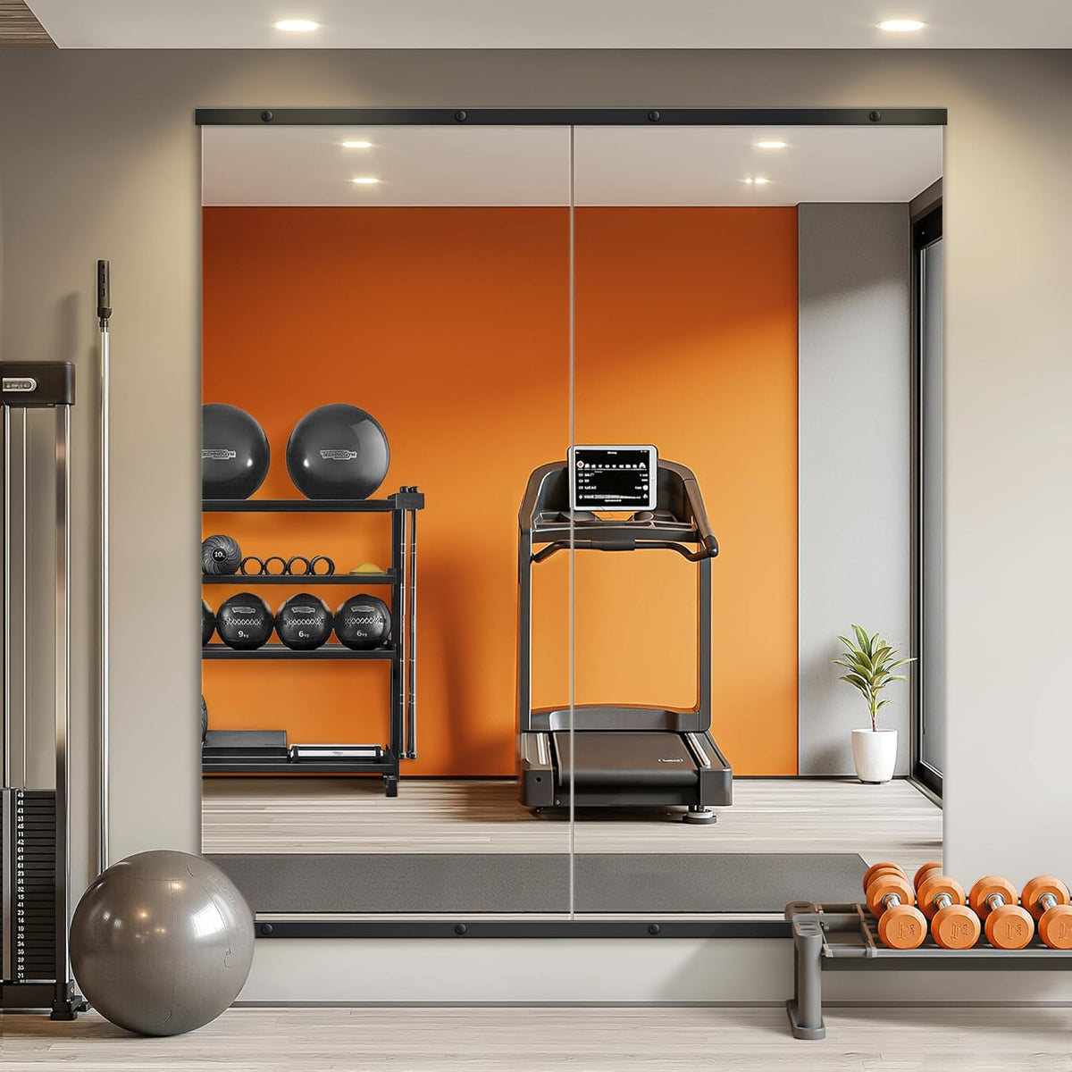 Home Gym Mirror for Wall, 56x28x2PCS Frameless Full Length Mirror, Black | HD Shatterproof Glass, Easy Wall Mount, Large Body Mirrors for Home Gym, Workout, Bedroom, Garage