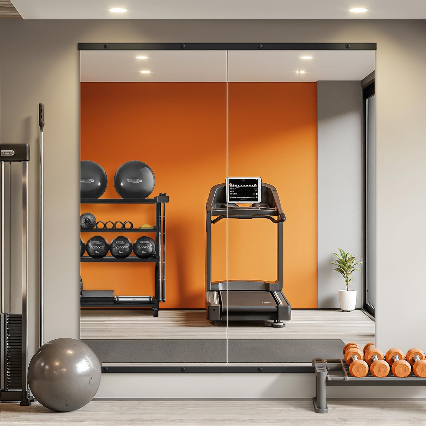 Home Gym Mirror for Wall, 56x28x2PCS Frameless Full Length Mirror, Black | HD Shatterproof Glass, Easy Wall Mount, Large Body Mirrors for Home Gym, Workout, Bedroom, Garage