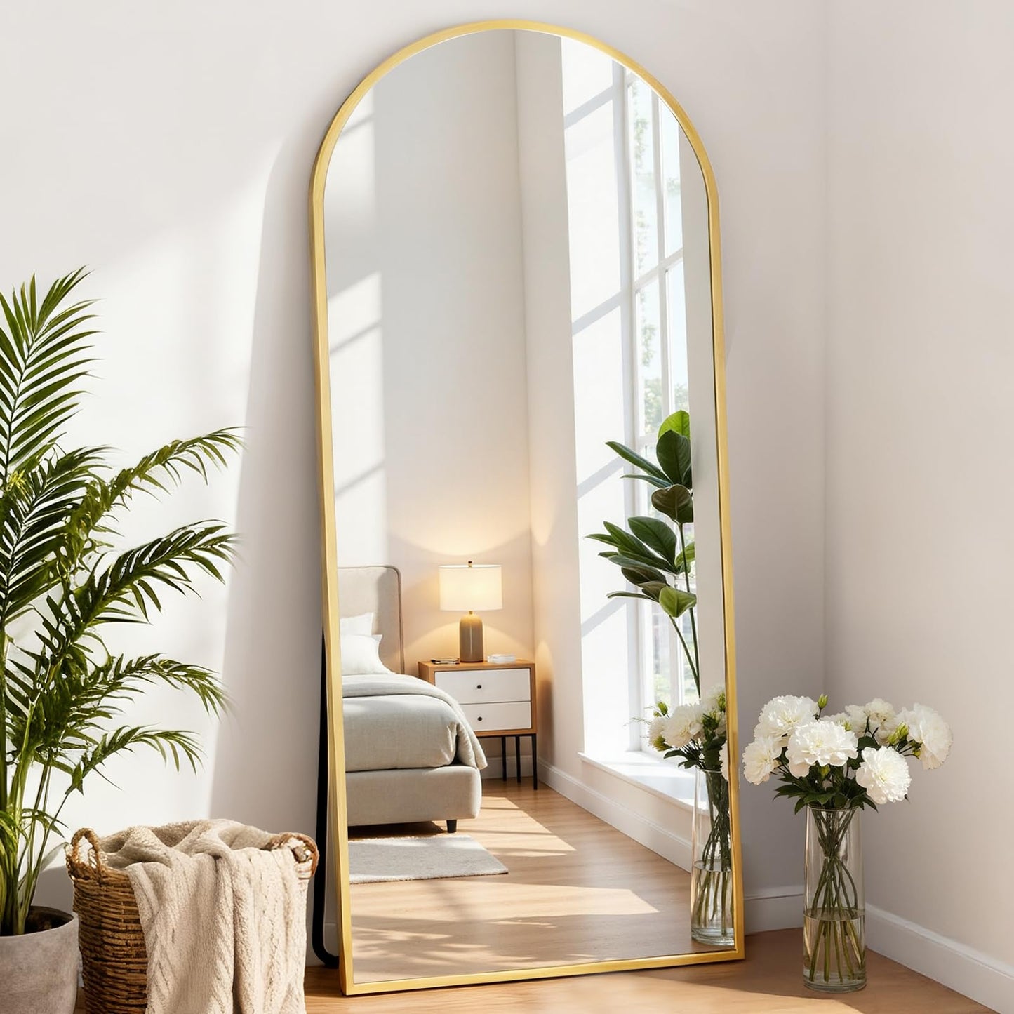 DUMOS 64"x21" Full Length Mirror with Stand, Full Body Floor Mirror