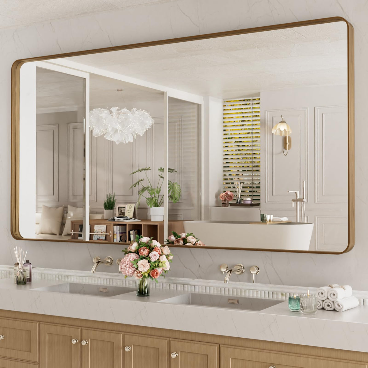 LOAAO 22X30 Inch Black Bathroom Mirror Metal Framed