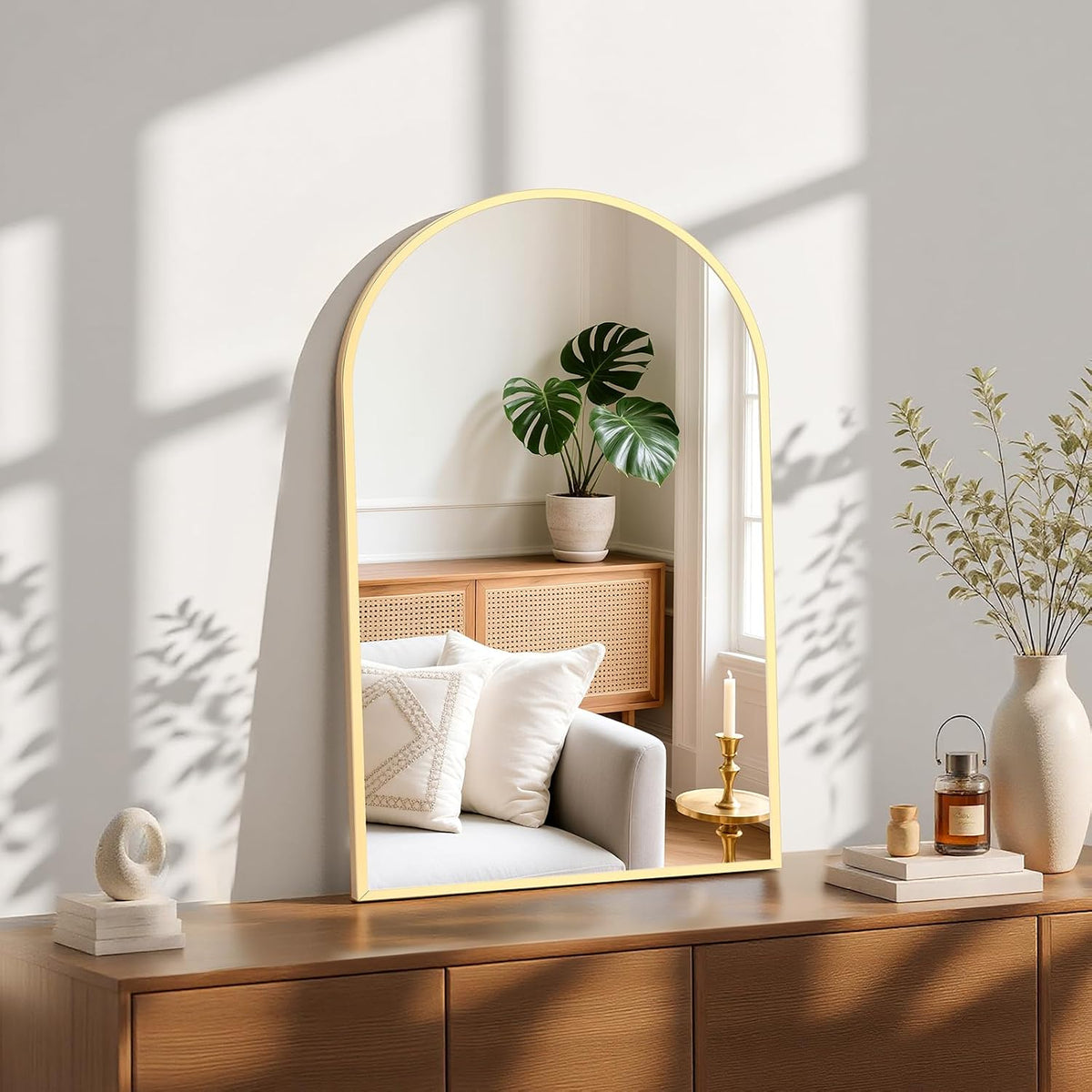 Sweetcrispy 20"x30" Arched Gold Bathroom Mirrors for Wall