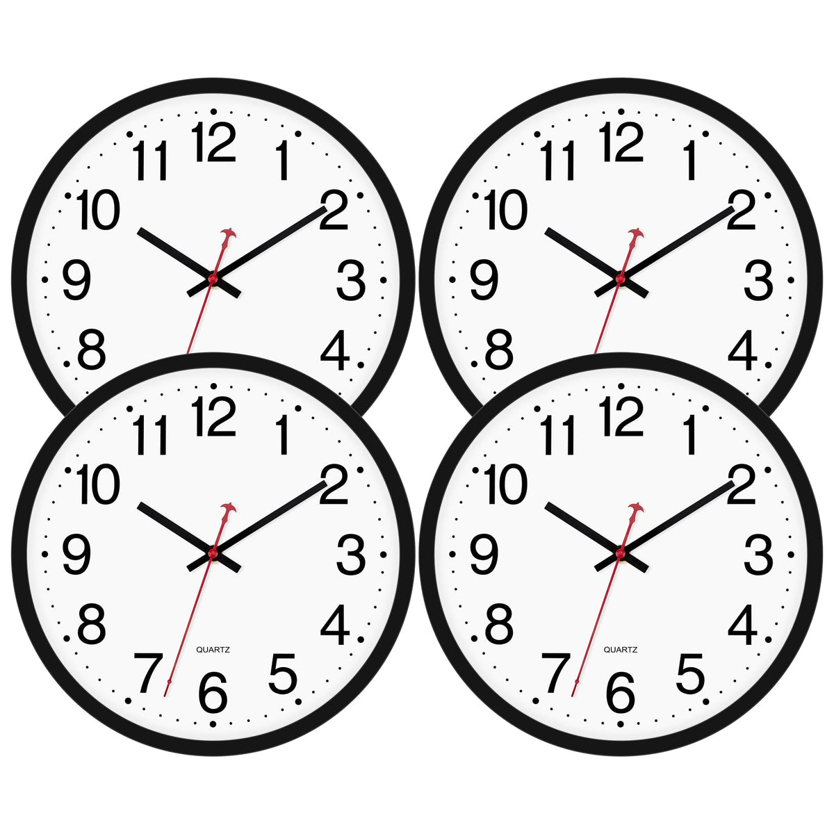 Foxtop 12 Inch Wall Clock Silent Battery Operated Analog Clock, Black