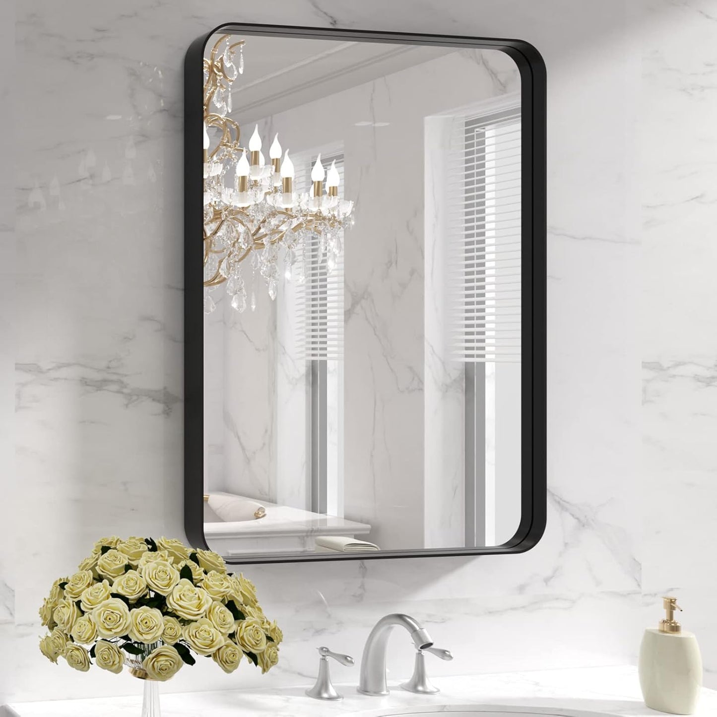 LOAAO 22X30 Inch Black Bathroom Mirror Metal Framed