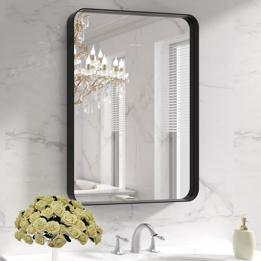 LOAAO 22X30 Inch Black Bathroom Mirror Metal Framed