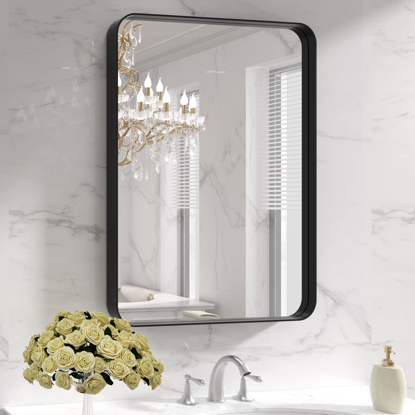 LOAAO 22X30 Inch Black Bathroom Mirror Metal Framed