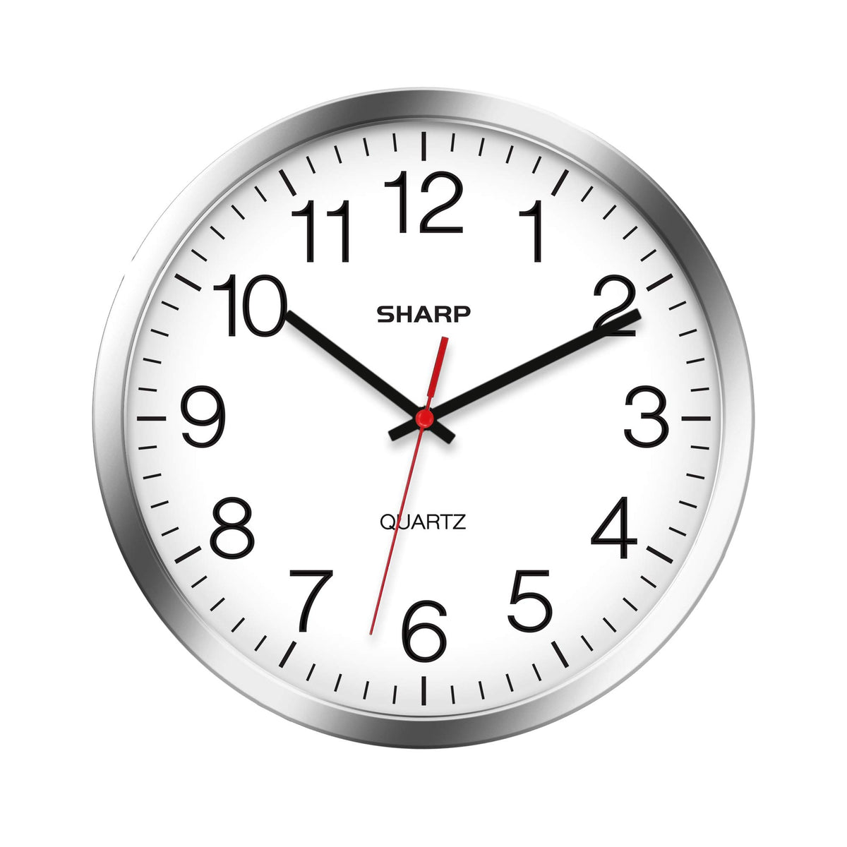 Sharp 14-Inch Battery Wall Clock, Silent Non-Ticking, Easy-Read, Black