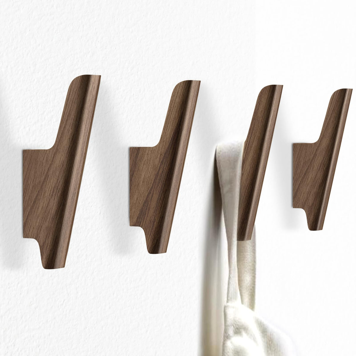 Wood Wall Hooks 4 Pack Coat Hooks Wall Mount, Towel Hooks for Bathrooms