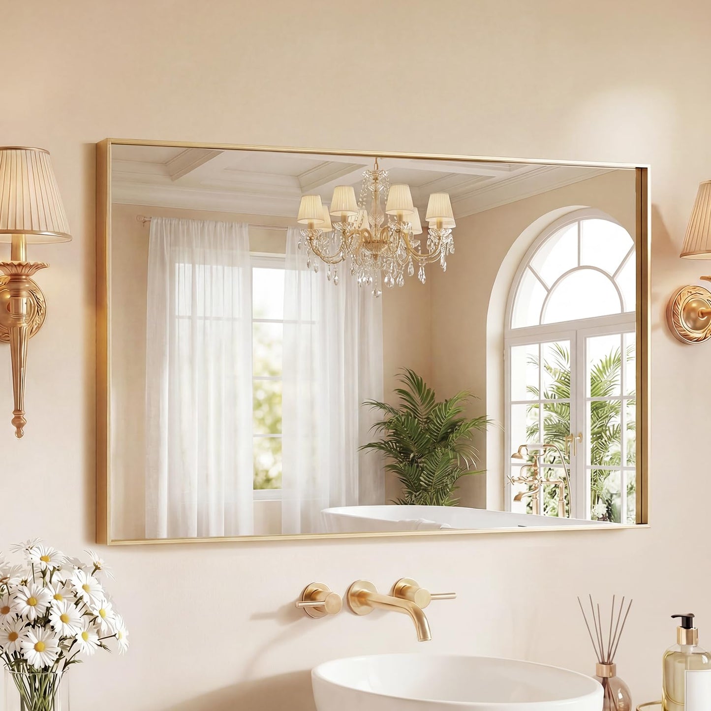 Sweetcrispy 20"x30" Arched Gold Bathroom Mirrors for Wall