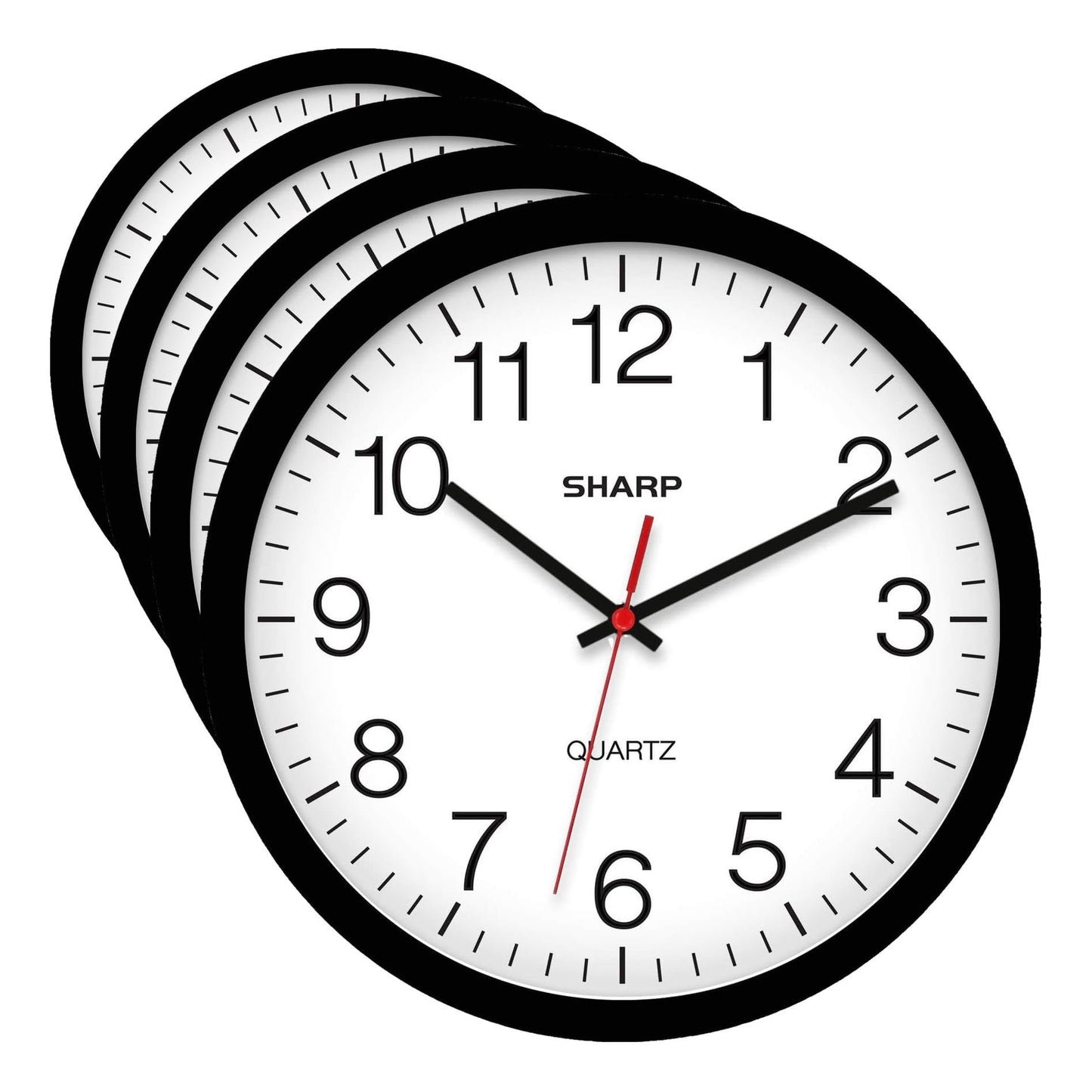 Sharp 14-Inch Battery Wall Clock, Silent Non-Ticking, Easy-Read, Black