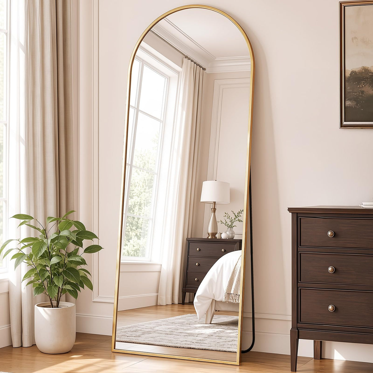 DUMOS 64"x21" Full Length Mirror with Stand, Full Body Floor Mirror