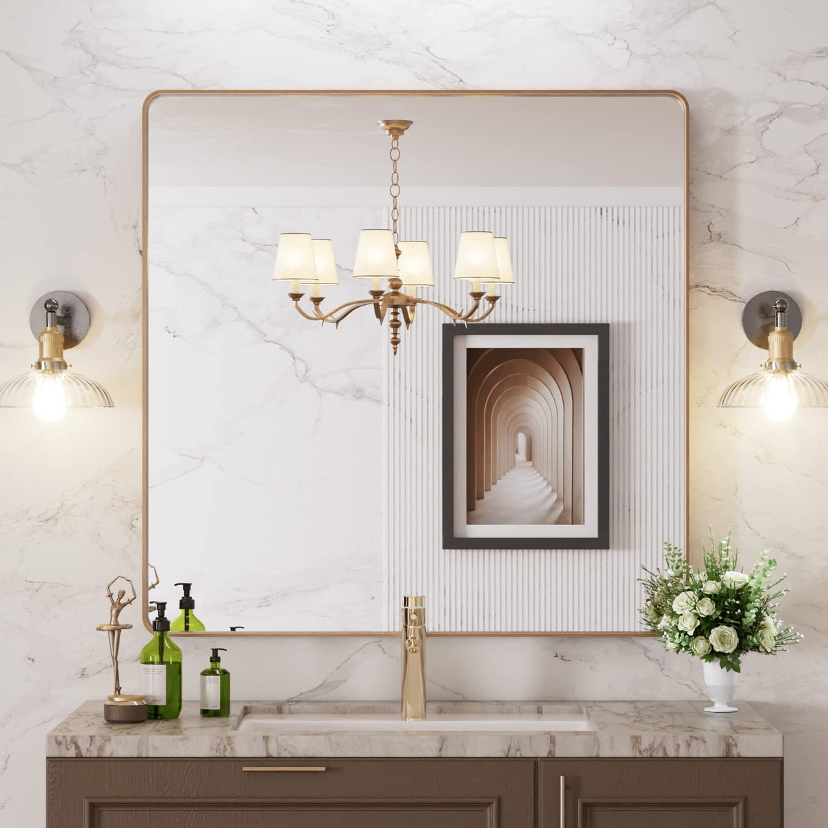 LOAAO 22X30 Inch Black Bathroom Mirror Metal Framed