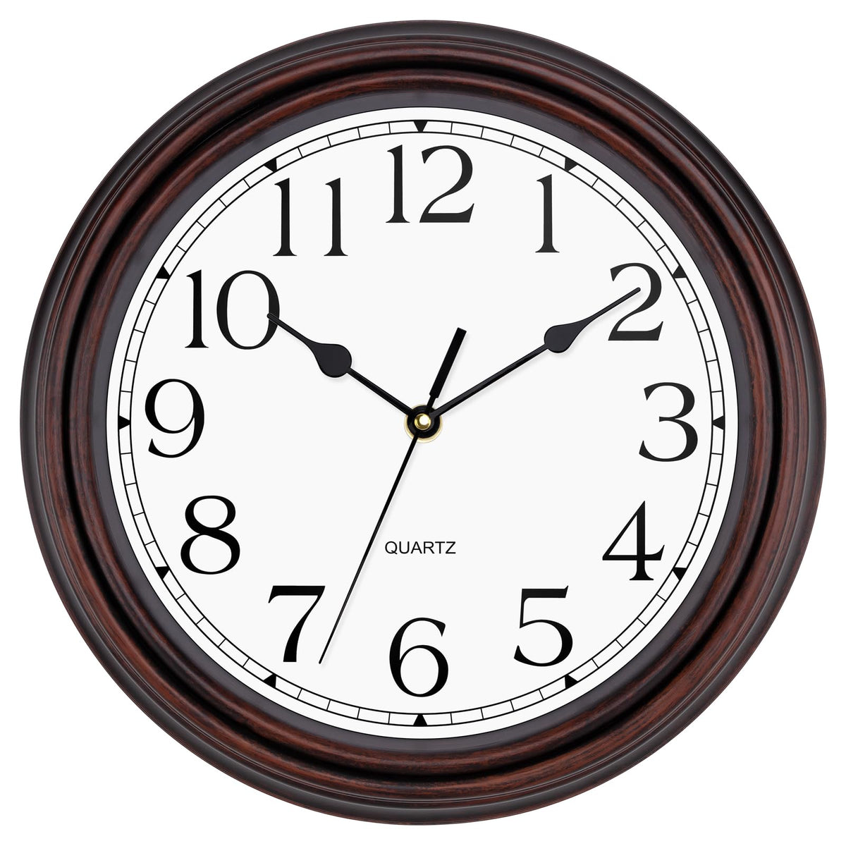 Foxtop Retro Silent Non-Ticking Round Classic Clock Quartz Decorative Battery Operated Wall Clock for Living Room Kitchen Home Office 12 Inch (Bronze)
